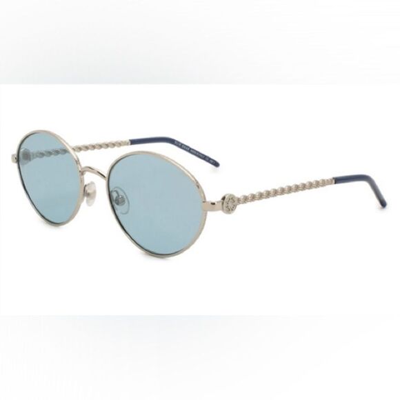 Elie Saab 039 Silver Sunglasses with Blue Lenses - Picture 2 of 2